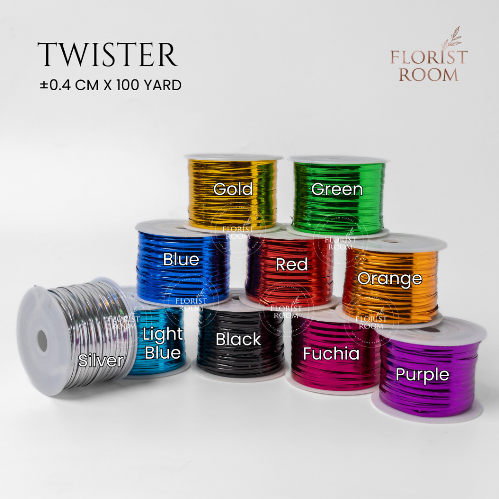

Twister ±0.4 cm x 100 yard - Kawat Pengikat Souvenir - Wire - Tali Pita Kawat Metallic