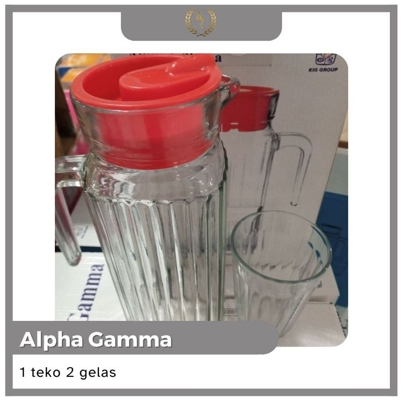 Alpha Gamma Drink Set-1pcs (isi 1 teko dan 4 gelas cantik)/ Teko dan gelas murah berkualitas tinggi