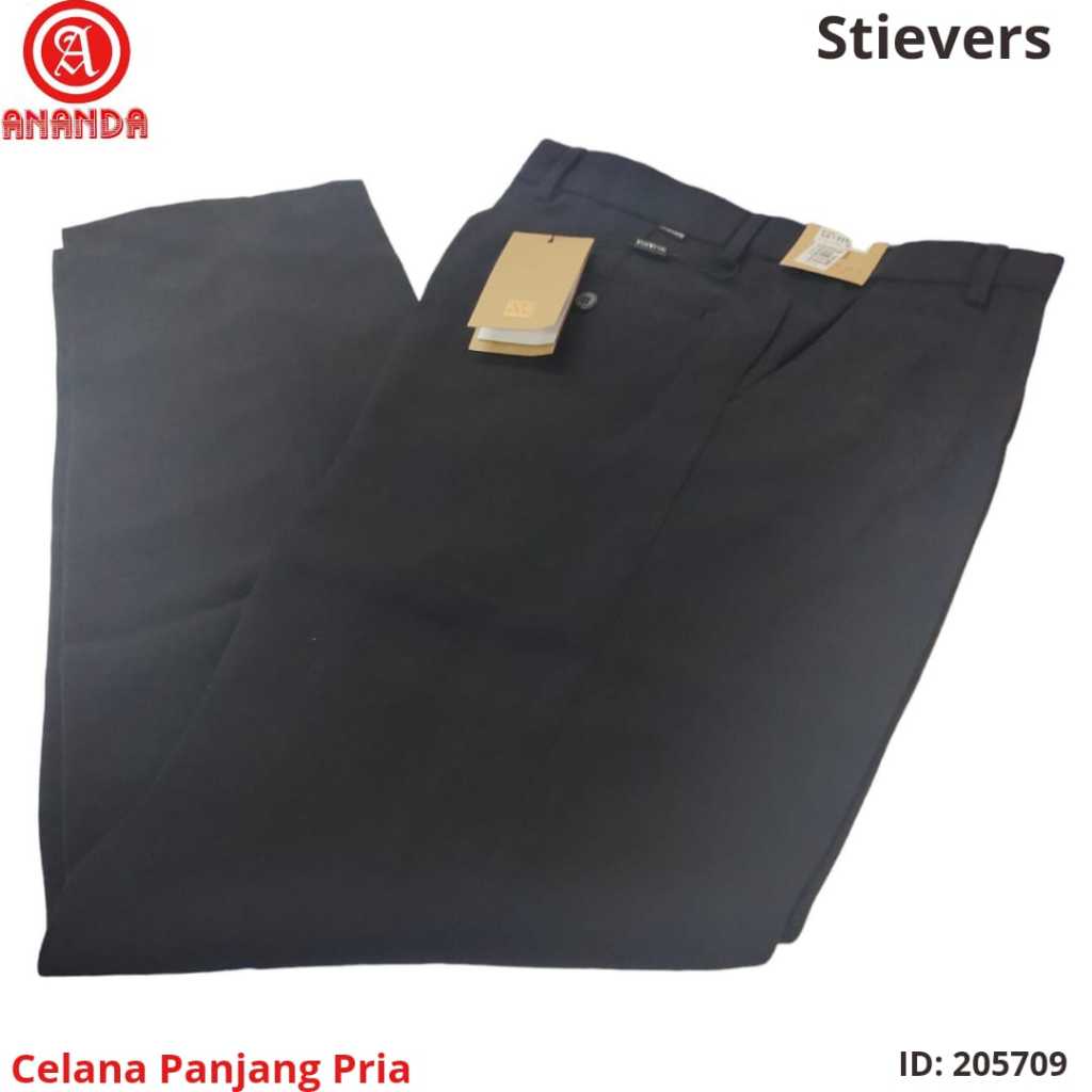 celana panjang pria dewasa stievers bahan hitam formal