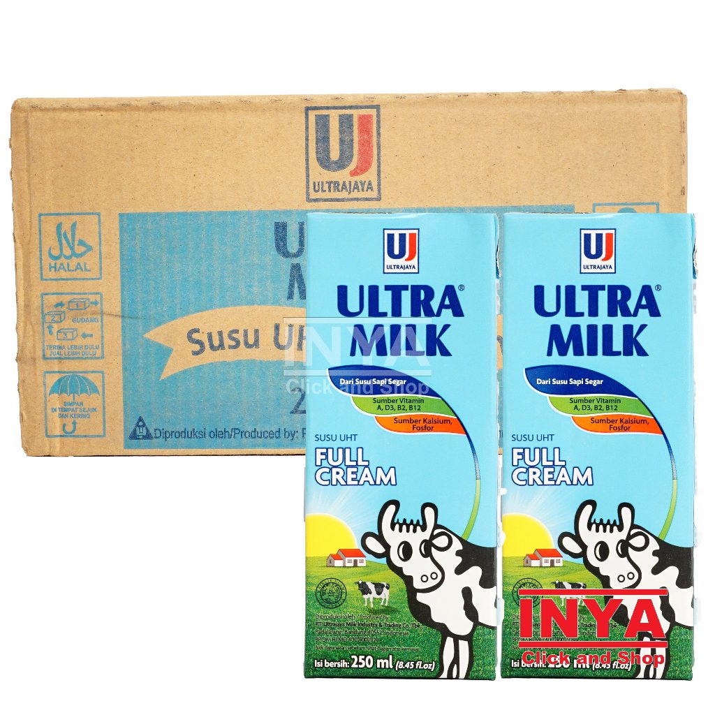 

Ultra Milk Susu UHT Full Cream 24x250ml BOX - Susu Kemasan - Milk Drink