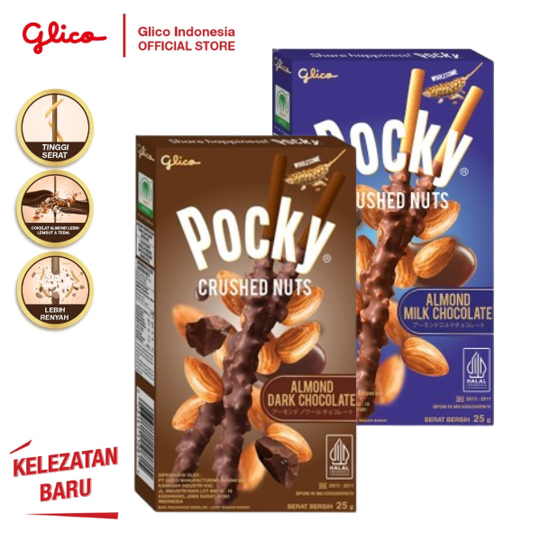 

Pocky Crushed Nuts Almond Rasa Almond Dark & Almond Milk / Biscuit Stik 25g