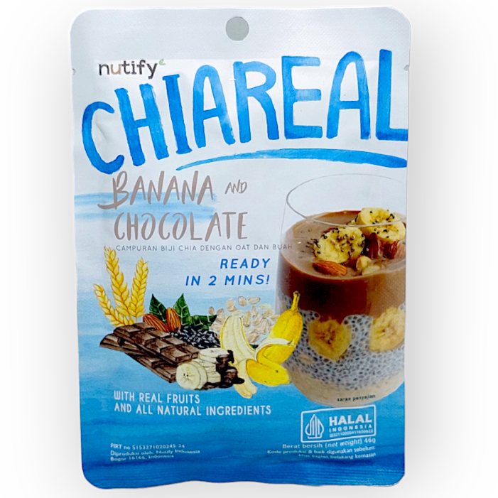 

NUTIFY Chiareal Choco Banana 46g sarapan sehat siap saji tinggi serat