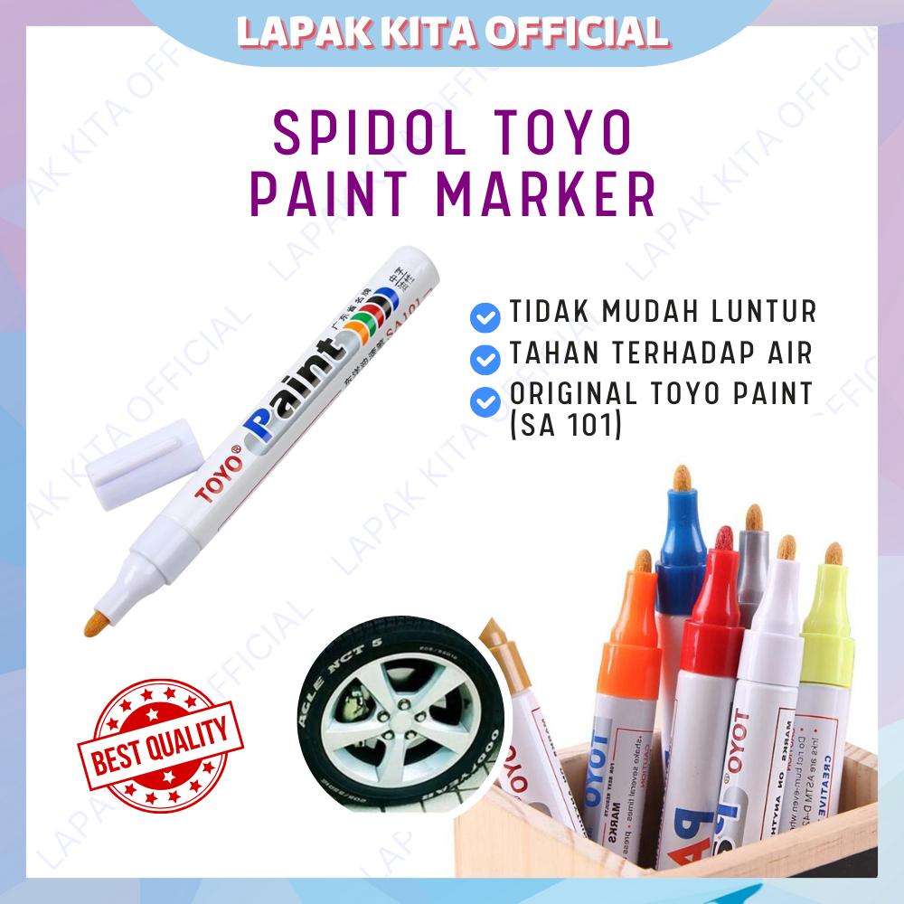 

Spidol waterproof toyo paint original SA101 / Paint marker spidol ban toyo paint serbaguna / Spidol ban sepeda mobil oil based ink