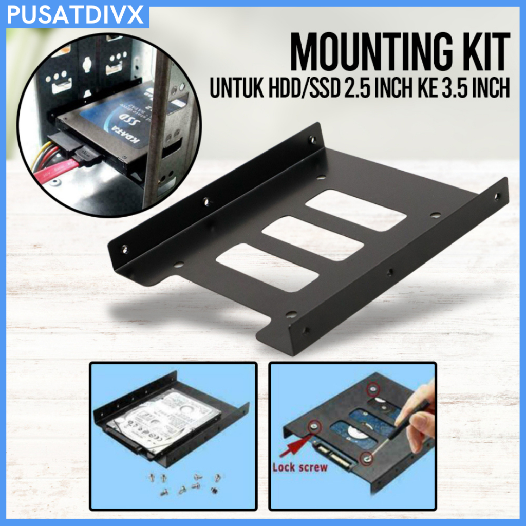 SANJI BRACKET SSD HDD 2.5 INCH TO 3.5 INCH METAL CONVERTER ADAPTER LAPTOP BRACKET SSD HDD