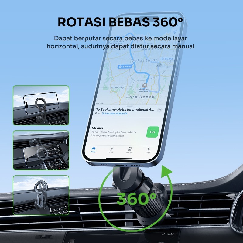 Holder Mobil Magsafe Ventilasi AC Car Holder Magnet Rotatable CH24