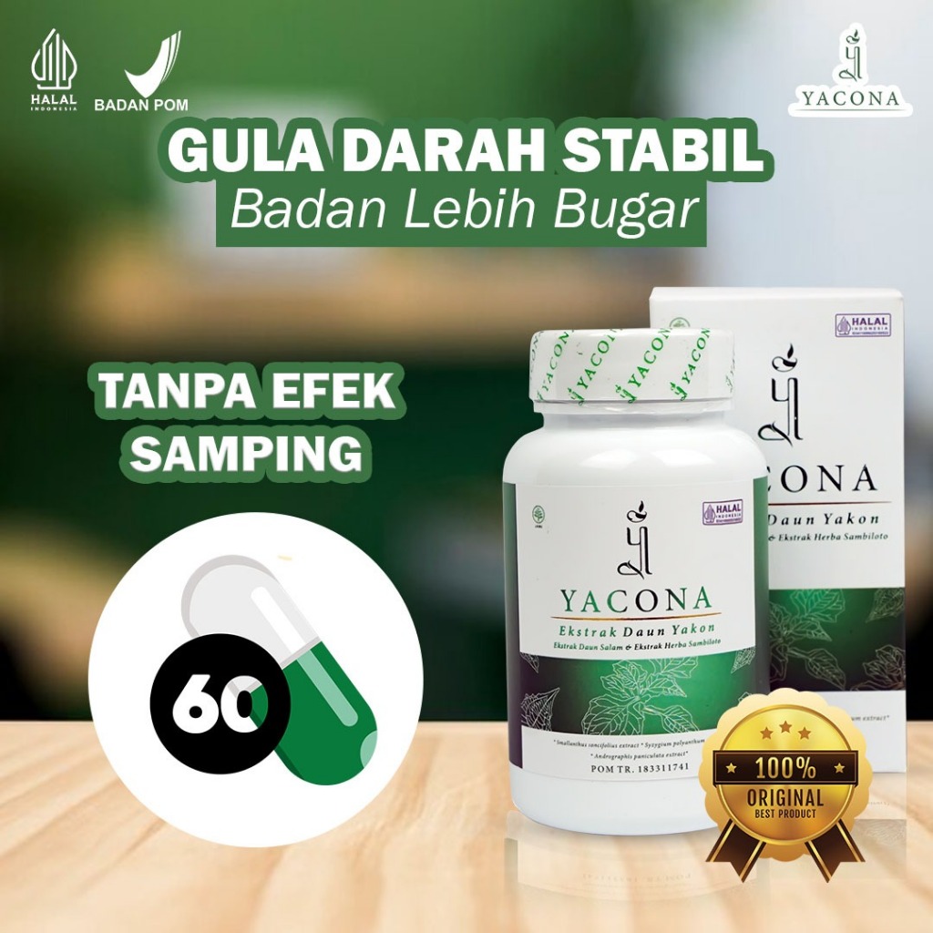 Yacona Obat Herbal Ampuh Normalkan Gula Darah Tinggi Isi 60 Kapsul