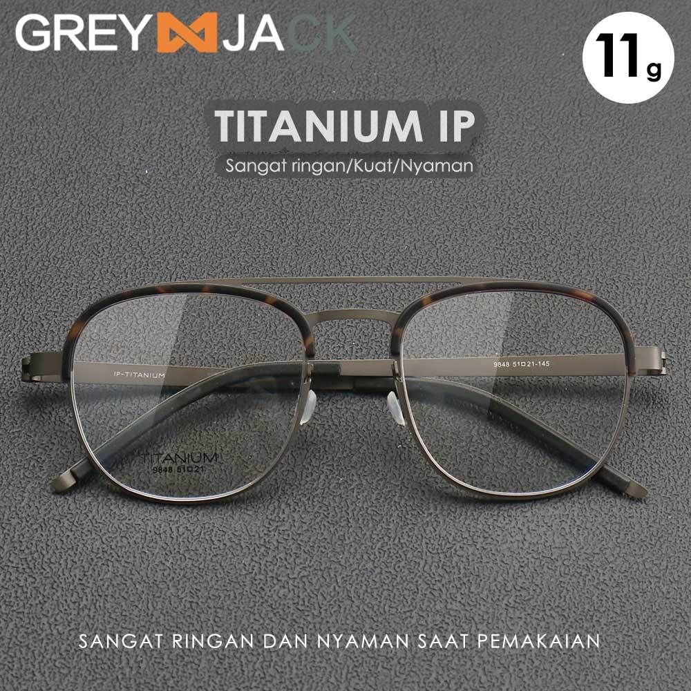 Grey Jack Frame Kacamata Frame Grey Jack Bahan Titanium Model Kotak Aviator Ringan Pria Wanita Bisa 