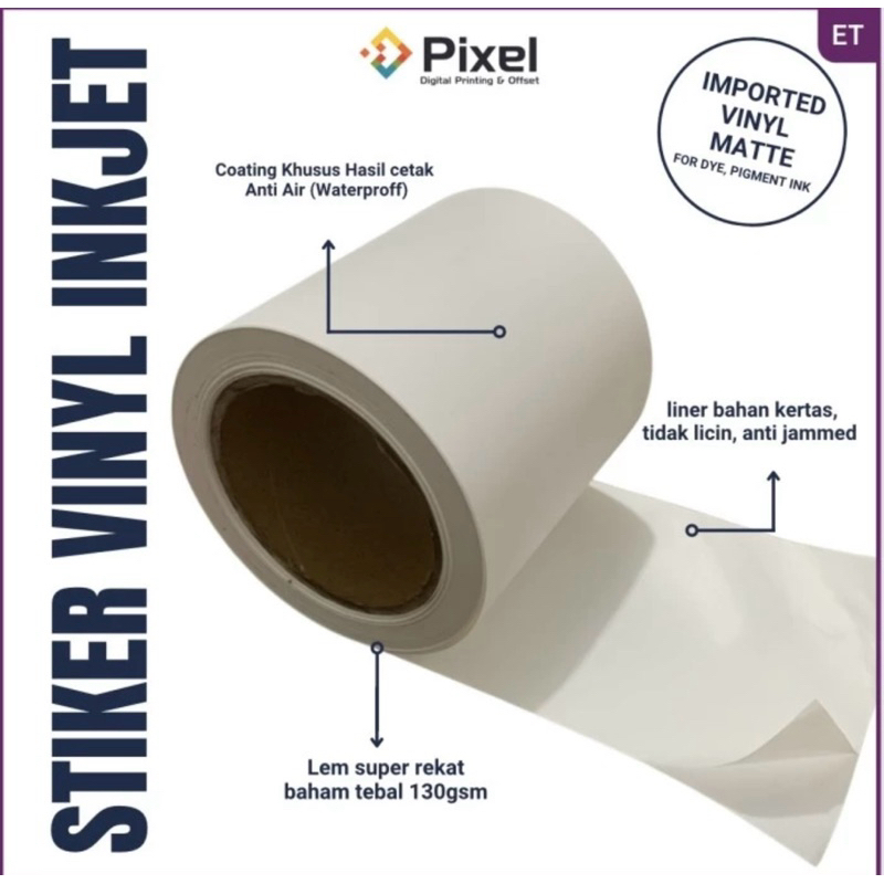 

stiker inkjet vinyl lebar 11.5cm roll waterprof
