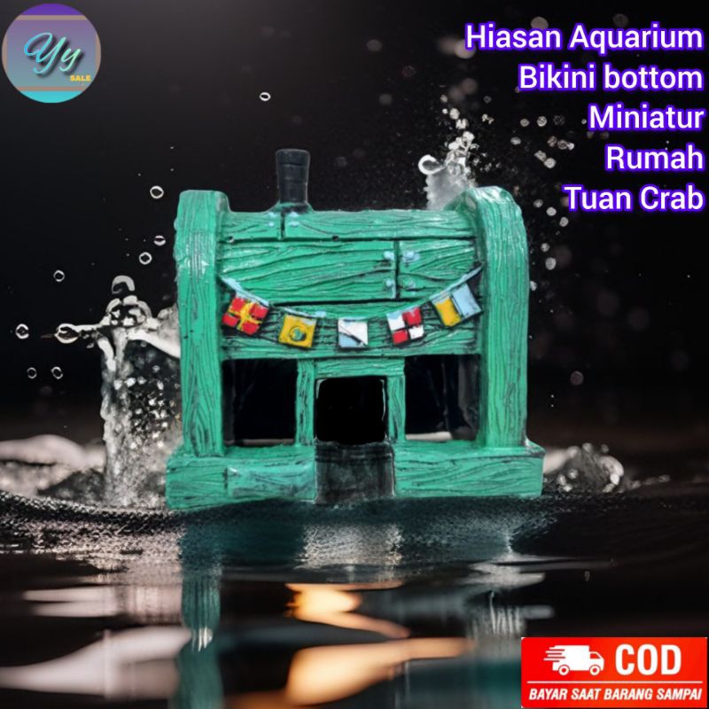 Hiasan Aquarium Rumah Tuan Crab Miniatur Crusty Crab Ornamen Dekorasi Aquascafe Diorama Figura
