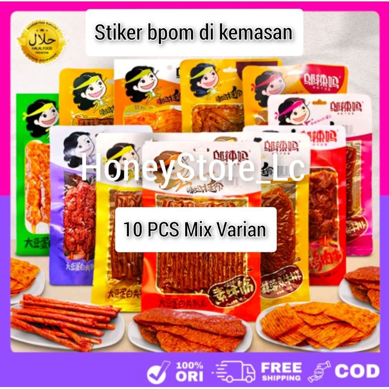 

[Bpom]LATIAO HALAL Wulama Paket Family 10 PCS MIX Varian/Wulama Latiao Tendon Snack a Vegetarian/Latiao Original