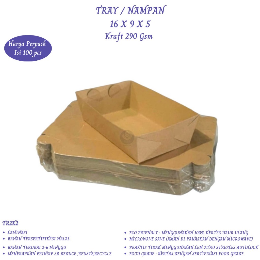 Tray Food Wadah Kentang Paper Food Tray (Isi 100 Pcs-TR2K2)