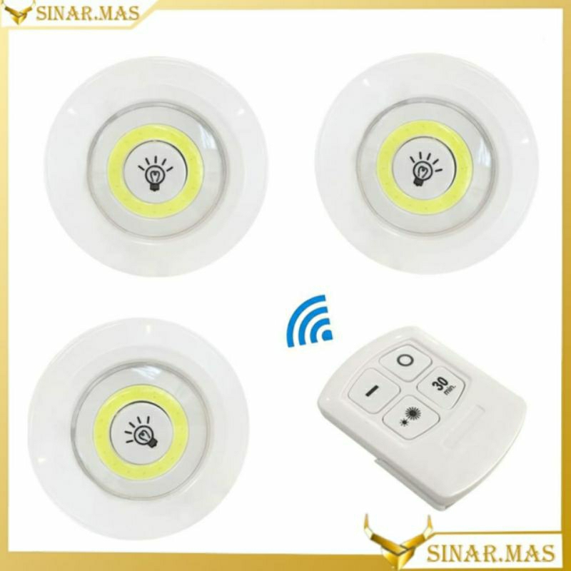 Lampu Tempel Remote Isi 3 LED Wireless Welite 150Lumens COB Portable Lamp Lampu Emergency LED Remote