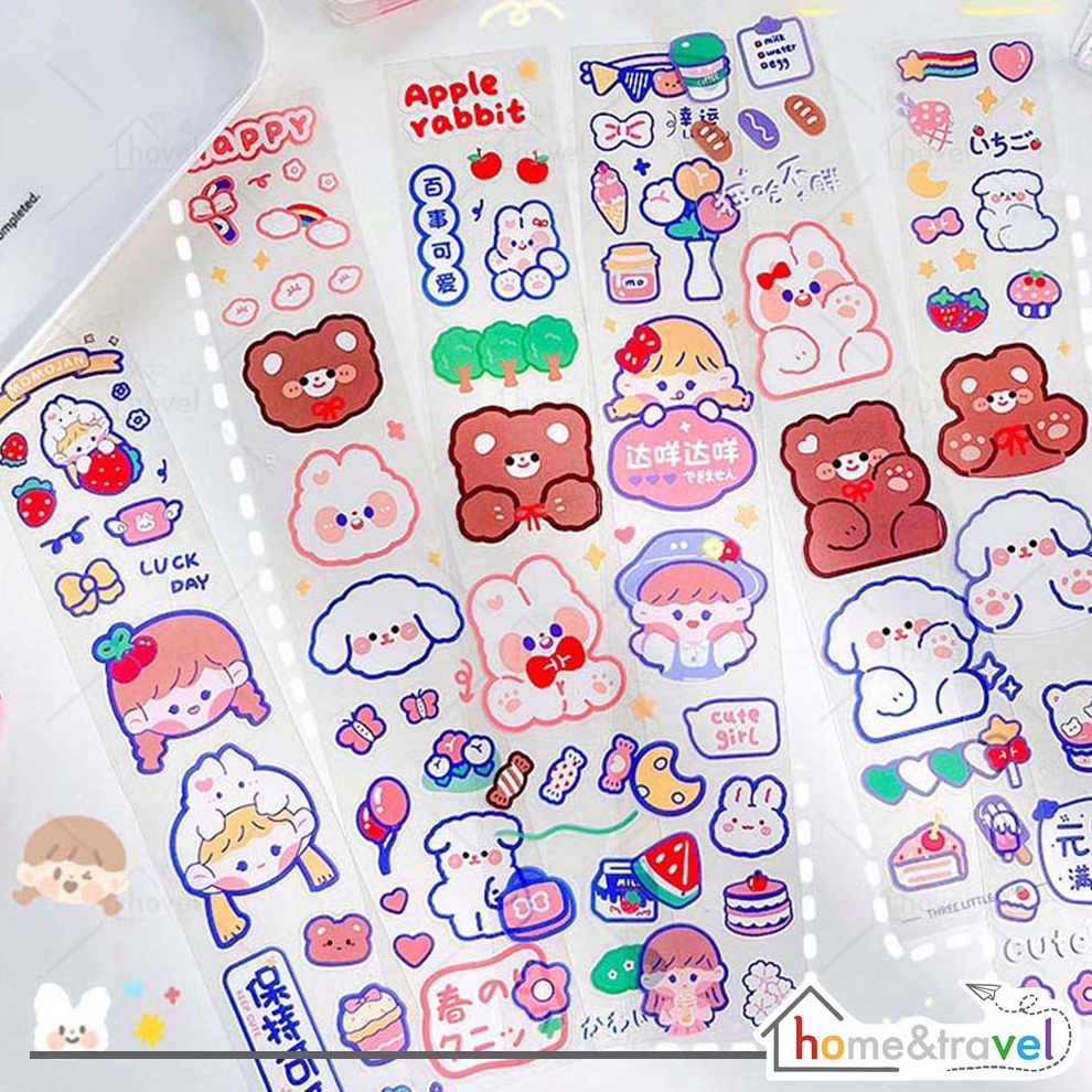 

SEGERA BELI HOVELSHOP Sticker Lucu Cartoon Book Decoration Motif Beruang Kelinci Kucing Cute Aesthetic Botol Anti Air