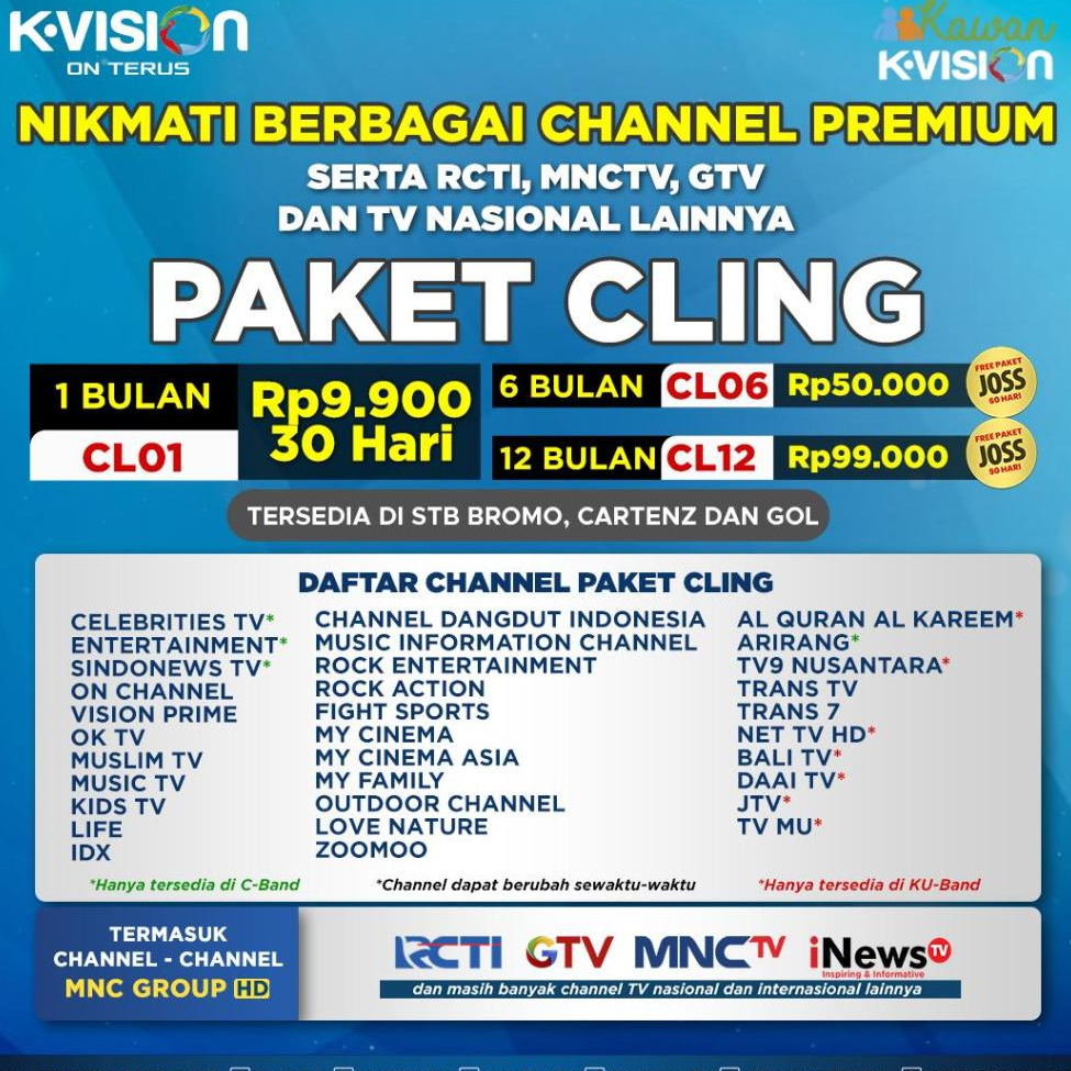 K-Vision & GOL Paket CLING 30 Hari