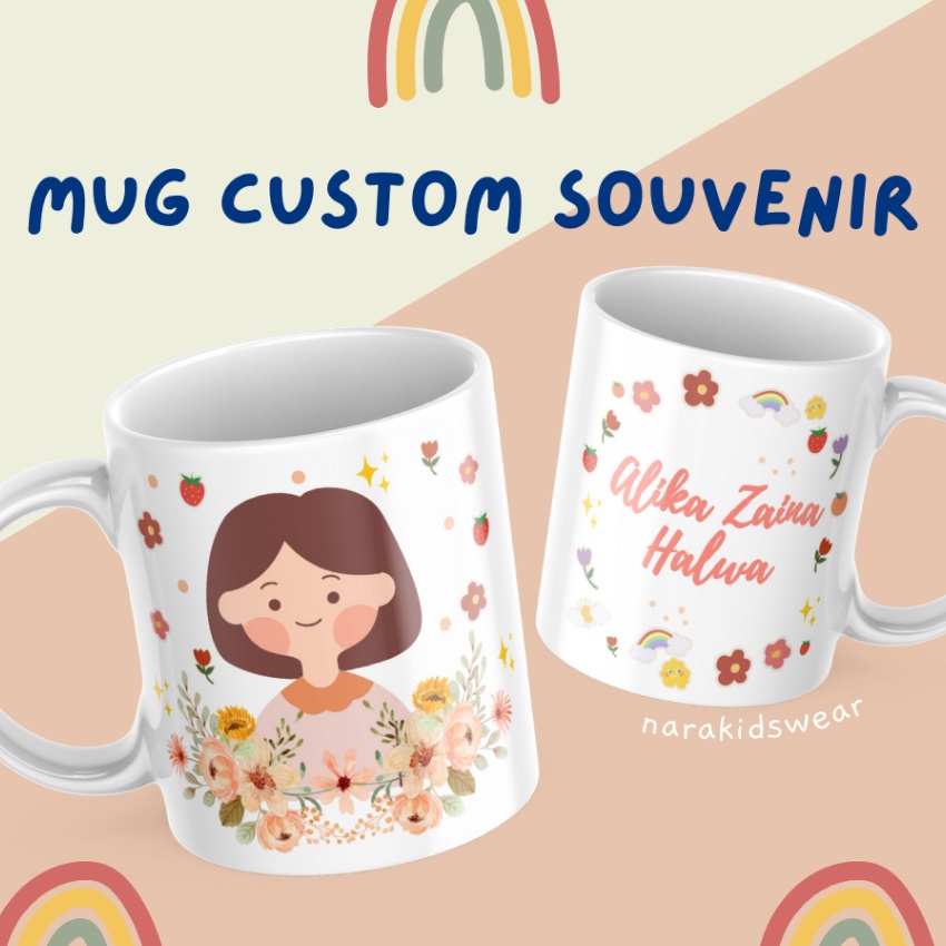 Unggul Nara Kidswear  Souvenir Ulang Tahun Anak Bunga Mug Kado Ulang Tahun Cewek Hampers Bayi Mug Cu