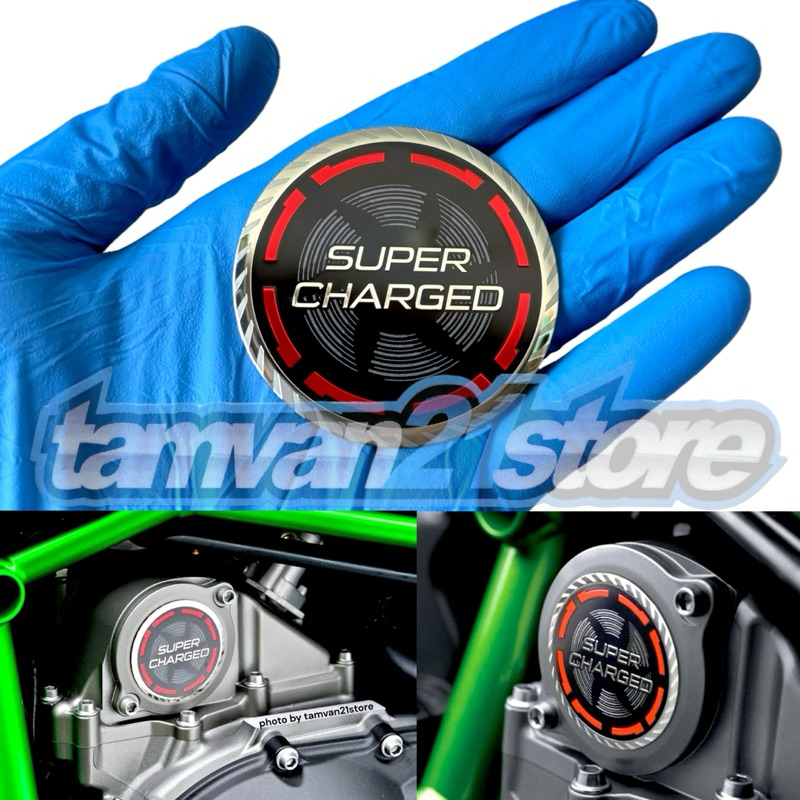 SUPER CHARGED EMBLEM STICKER TURBO SUPERCHARGED NINJA H2 ORIGINAL KAWASAKI