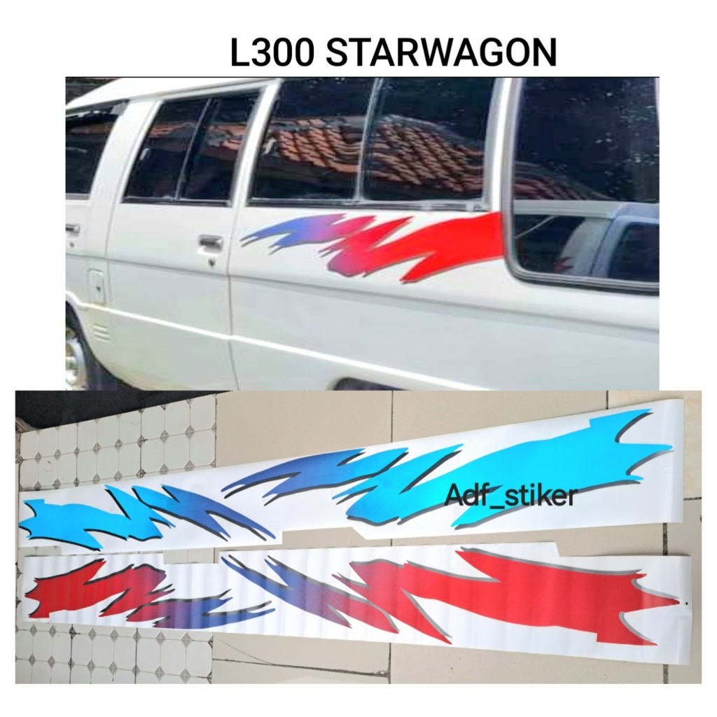Stiker list body mitsubishi L300 minibus van starwagon fulset kanan kiri / Stiker L300 wagon kaca