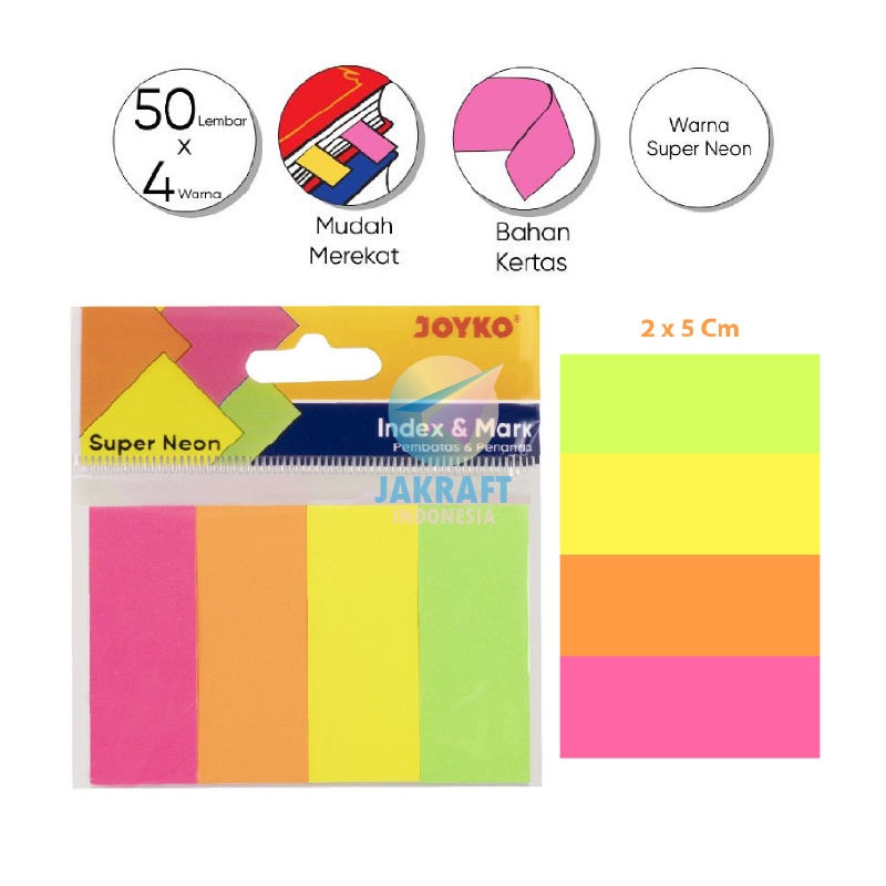 

GROSIR 2 Pcs Index Mark JOYKO IM67 Memo Tempel Plastik Sticky Notes 4 Warna x 5 Lembar