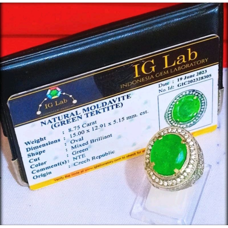 Cincin Batu Natural MOLDAVITE + Memo #mm