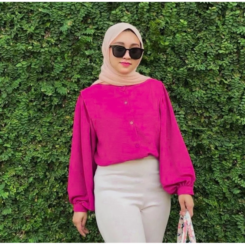 Blouse Crinkle import jumbo premium lembut wanita busui terbaru. Blus Kringkel adem. Vivi blouse by 