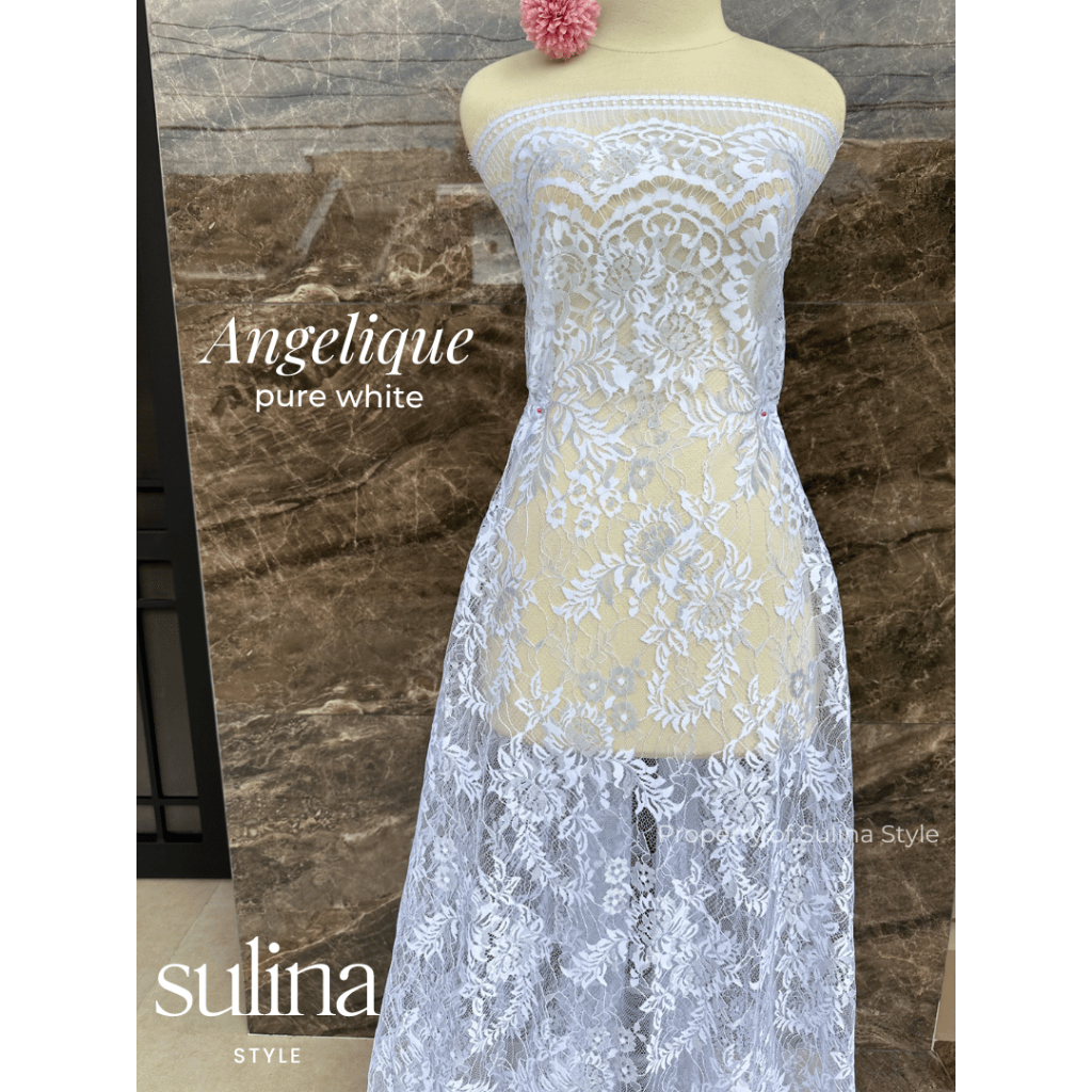 Sulina Style - Kain Kebaya Semi Prancis Swarovski Metallic Angelique (Special White Edition)