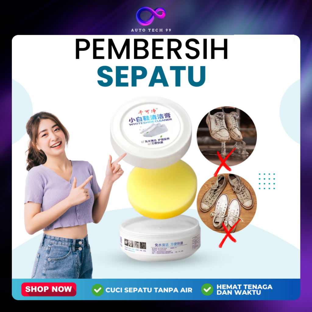 Krim Pembersih Sepatu + Spons / Krim Pemutih Sepatu / Pembersih Sepatu / Pembersih Sepatu Bulat / Fo