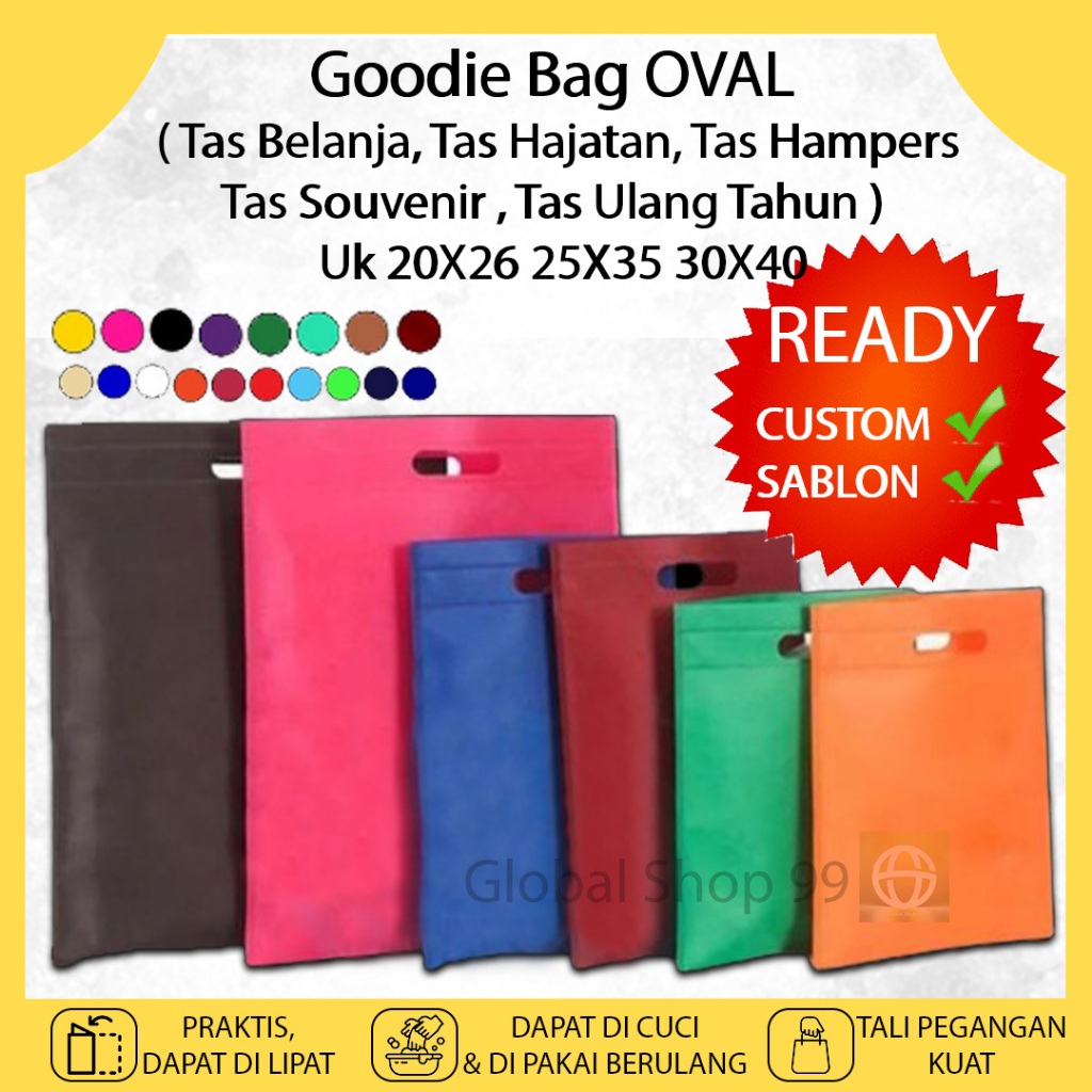 

Goodie bag Kantong Tas Belanja OVAL 20X26 25X35 30X40 TOTEBAG Spunbond Hampers Hajatan Souvenir Ulang Tahun Anak