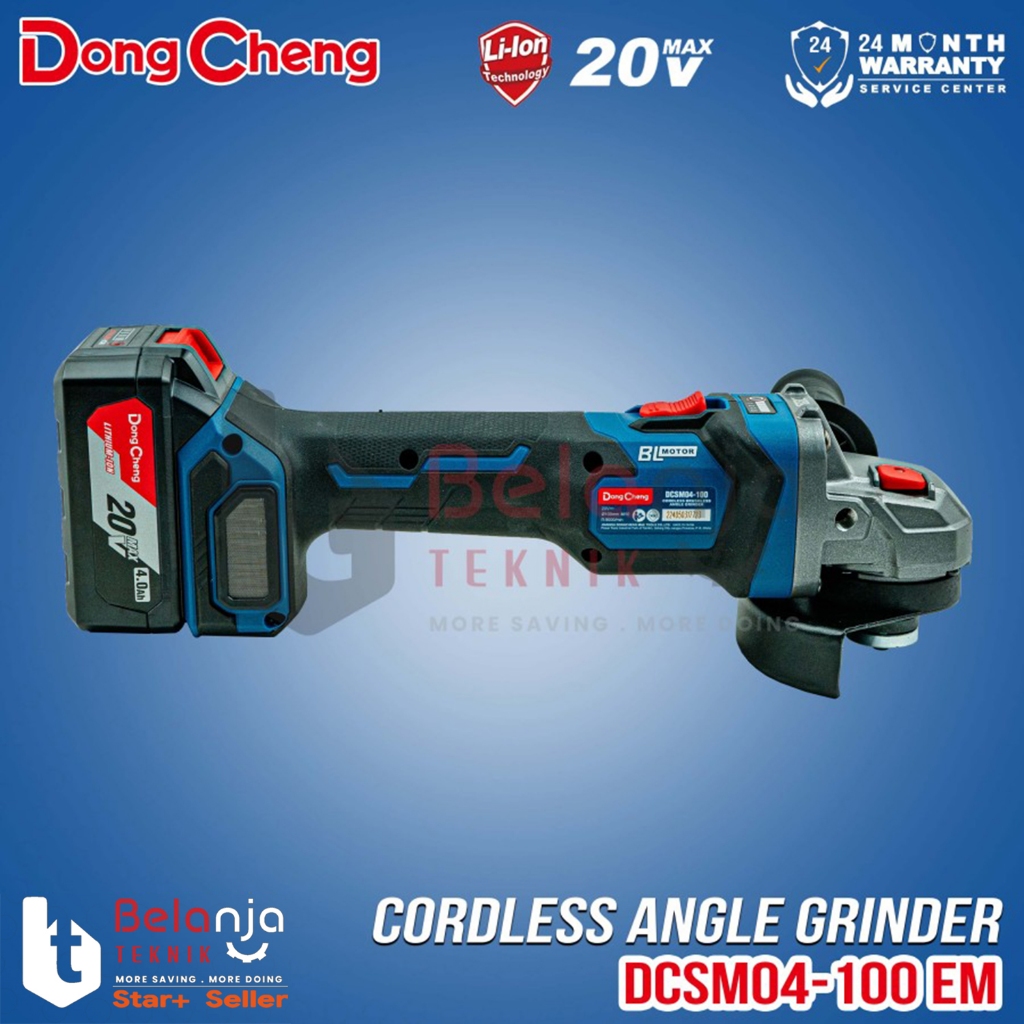 RB Dongcheng Angle Grinder Baterai DCSM04-100 EM Mesin Gerinda 20V SET DCSM 04-100 DCSM04-100EM