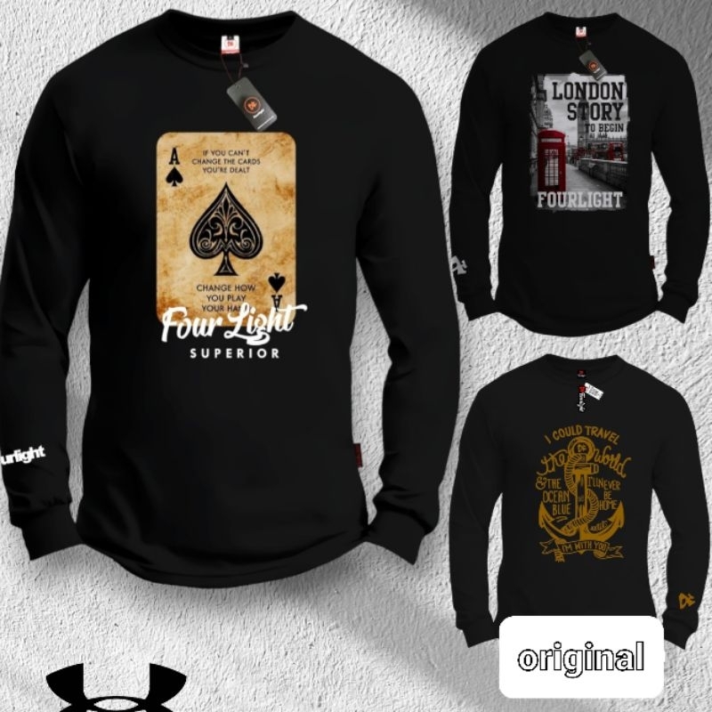 kaos distro kaos lengan panjang fourlight tshirt lengan panjang distro bandungpolos kaos hitam putih