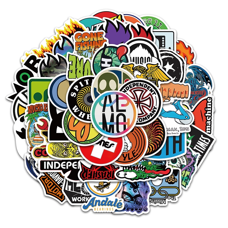 

50 PCS gaya logo merek, stiker untuk Buku Tempel/Buku Harian/HP/Dekorasi Laptop/Sticker Helm Tahan Air Vinil/Stiker Tablet Ponsel stiker tahan air berperekat