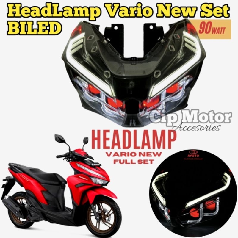Lampu Depan VARIO NEW 125/150 BILED SET Demon Merah
