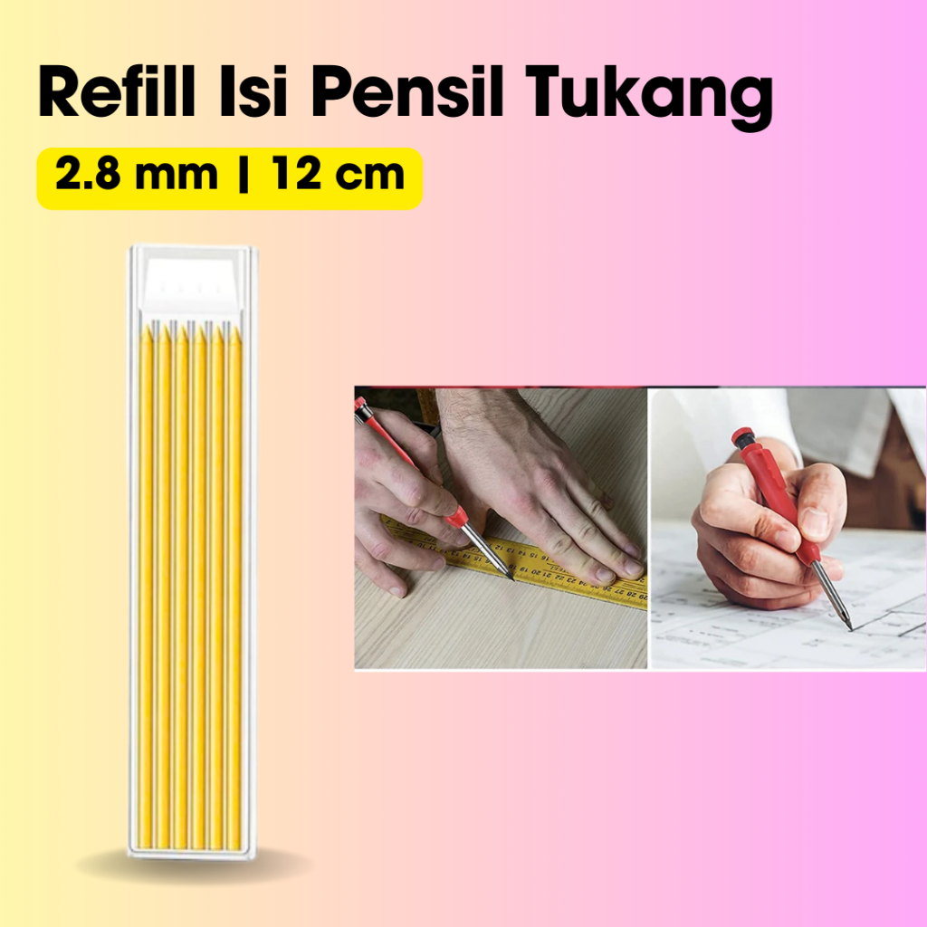 

Pensil Tukang Carpenter Pencil Refill Solid Rautan Otomatis Mekanik 6pcs