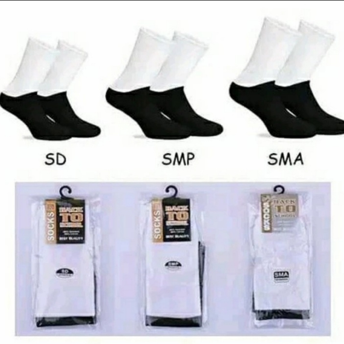 12 Pasang Kaos Kaus Kaki Anak Sekolah SD SMP SMA Putih Hitam Pramuka Panjang Premium