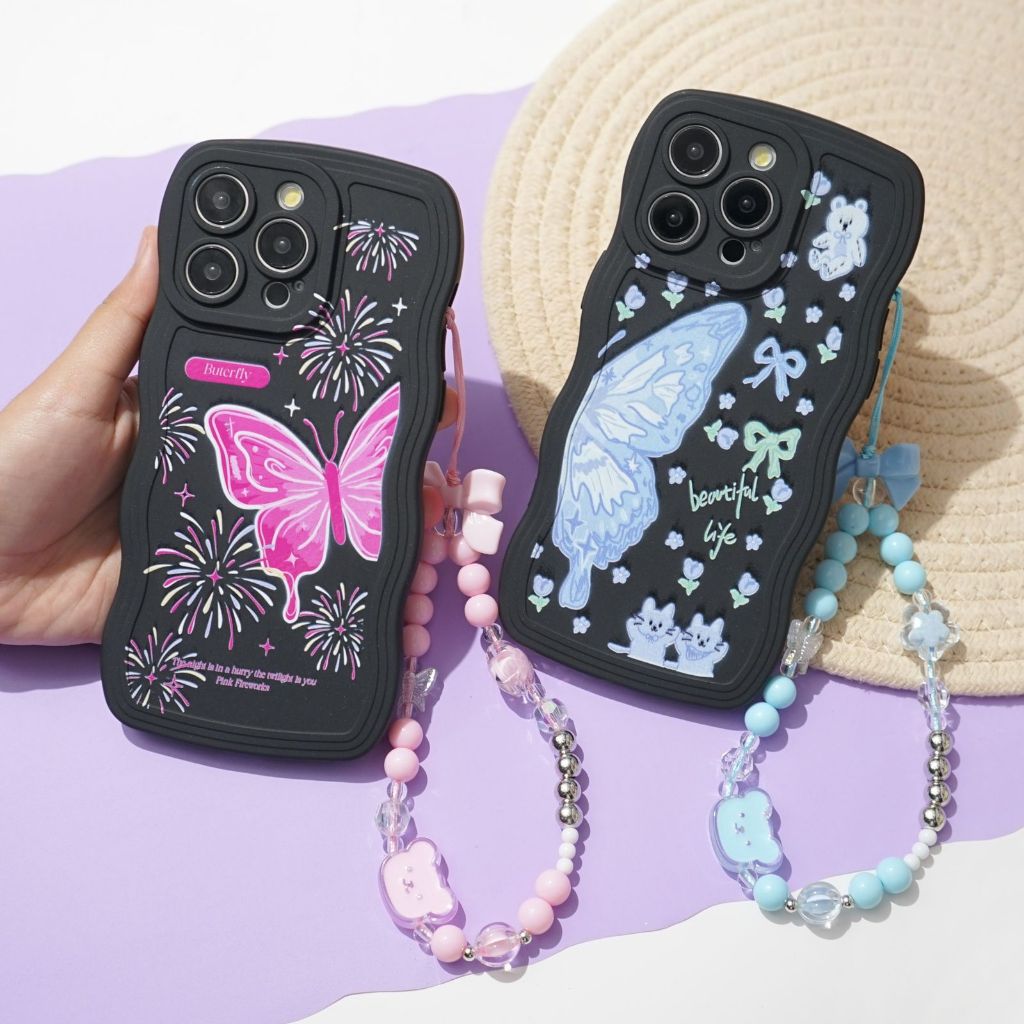 Case Gelombang Hitam Motif (GH02) Plus STRAP for Samsung ALL SERIES