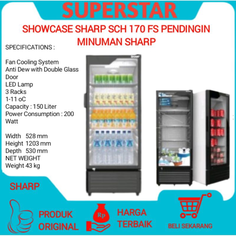 Showcase Pendingin Minuman Sharp scn 170 fs/SCN170FS