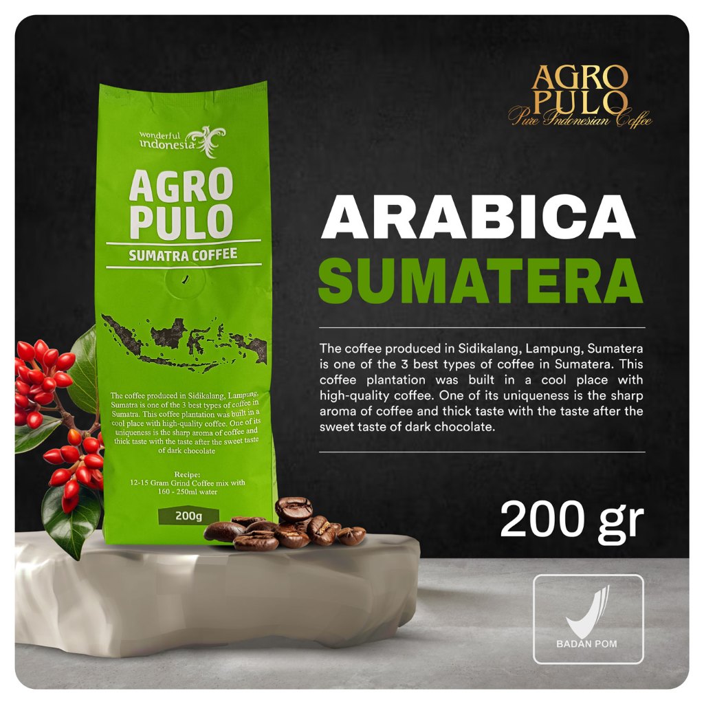 

AGRO PULO Arabica Sumatra Sidikalang 200gr + Wonderful Indonesia Bag