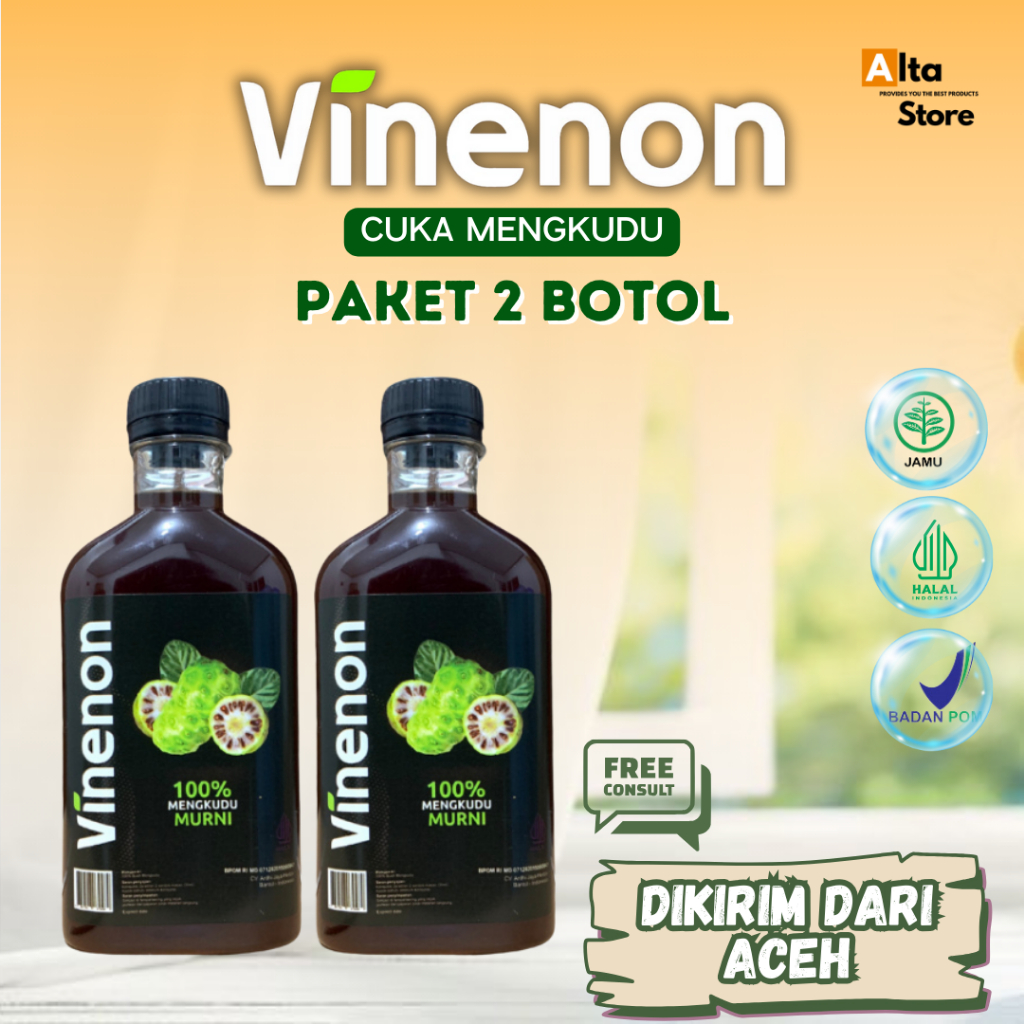 

VINENON - Cuka Herbal Dengan Kandungan 100% Mengkudu Asli 3X Lebih Ampuh Atasi Batuk Ginjal Asam Urat dan Kesehatan Jantung Melancarkan Urin 300 ml