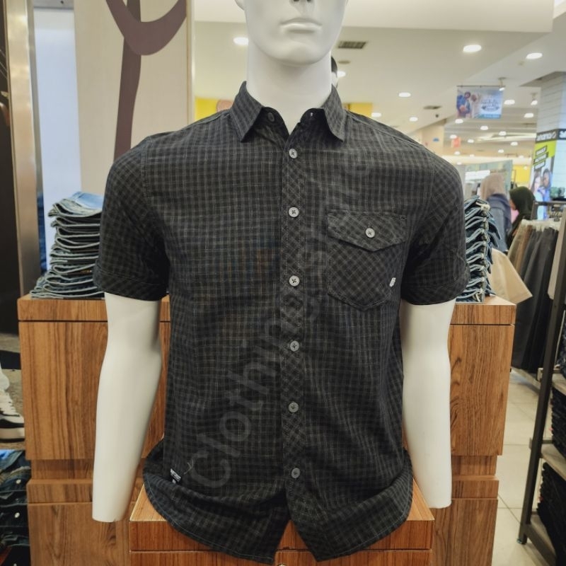 WATCHOUT JEANS ORIGINAL kemeja pria lengan pendek grey JS502380123 live XL