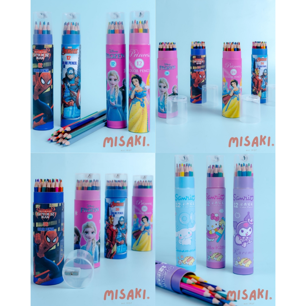 

Pensil Warna 12/24/36 Warna Anak Pencil Color Lucu Karakter Special Frozen Elsa Marvel Spiderman Avengers Princess Alat Tulis Perlengkapan Menggambar Misaki Spesial