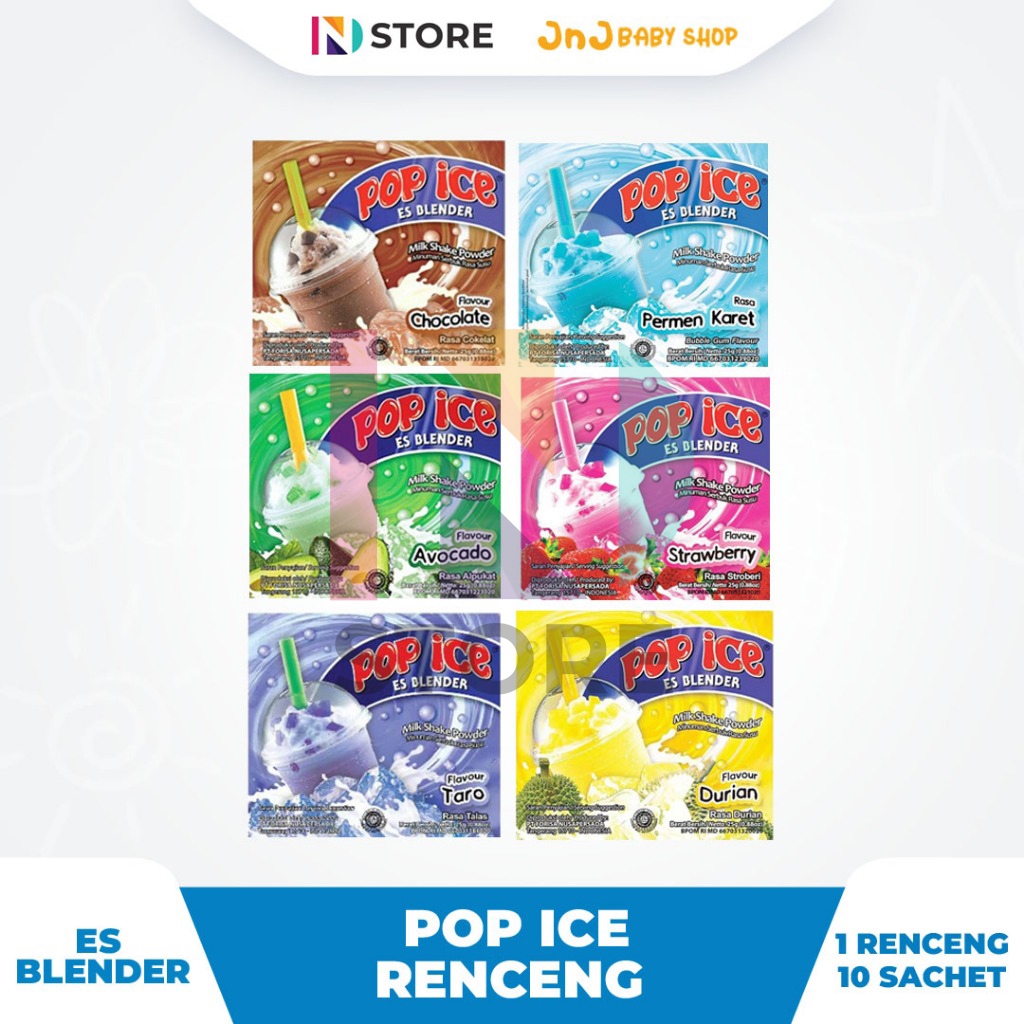 

POP ICE RENCENG ISI 10 SACHET COKELAT/TARO/STRAWBERRY/DURIAN/GRAPE/AVOCADO/PERMEN KARET/CAPPUCINO