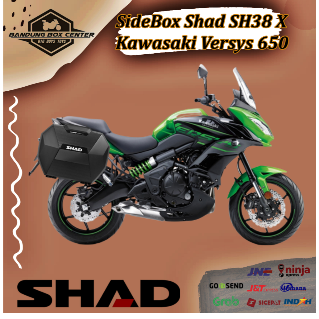 SideBox Shad SH38 X Carbon Bracket Kaawasaki Versys 650 Side Box Shad SH 38 X Box Motor Versys 650 1