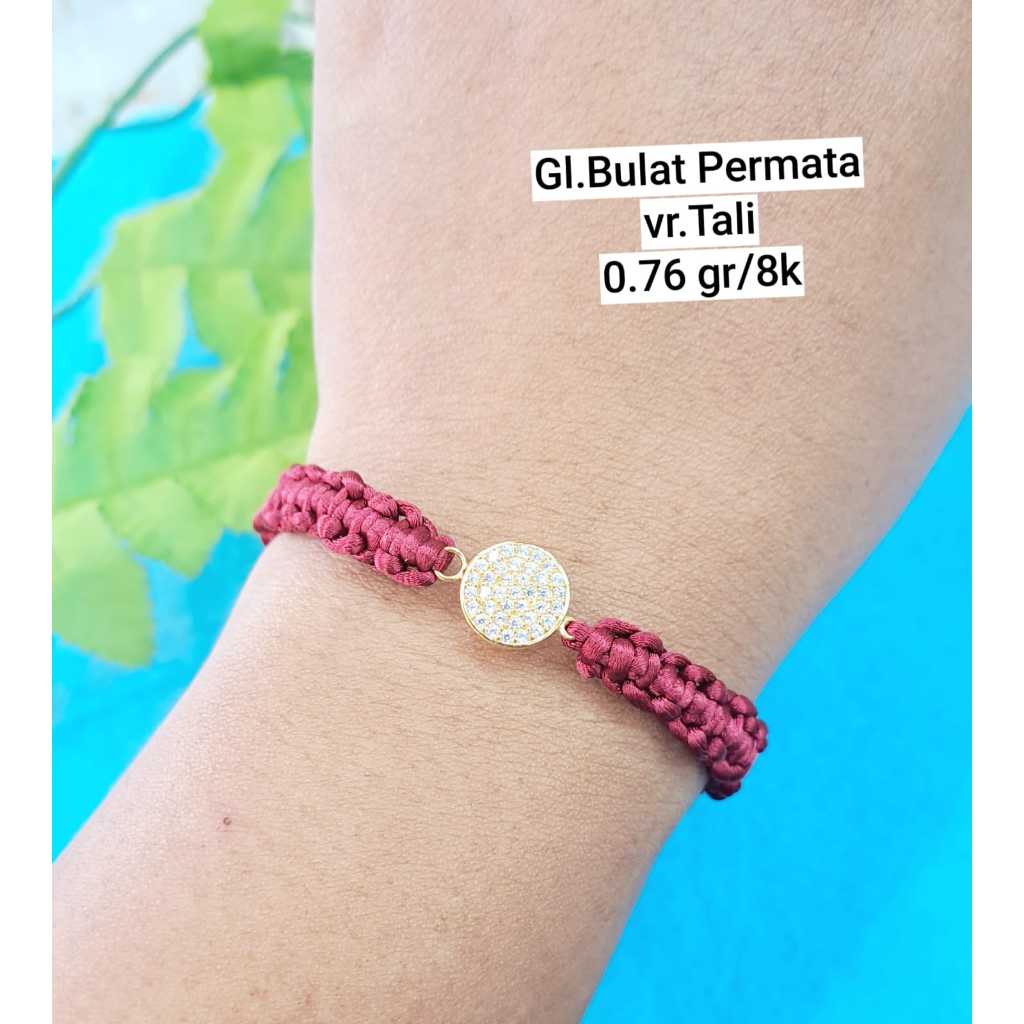 Gelang tali variasi charm bulat mata kadar 375 8k
