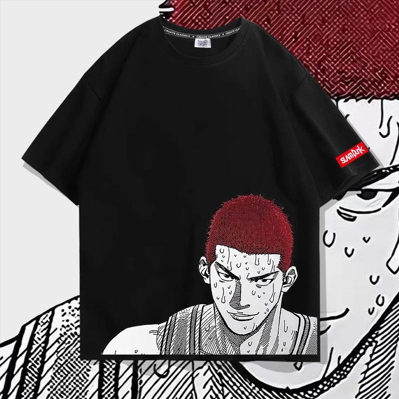 Kaos Slam Dunk Sakuragi Hanamichi Genius Anime Manga Otaku Wibu Retro Basket Ball High School Tshirt