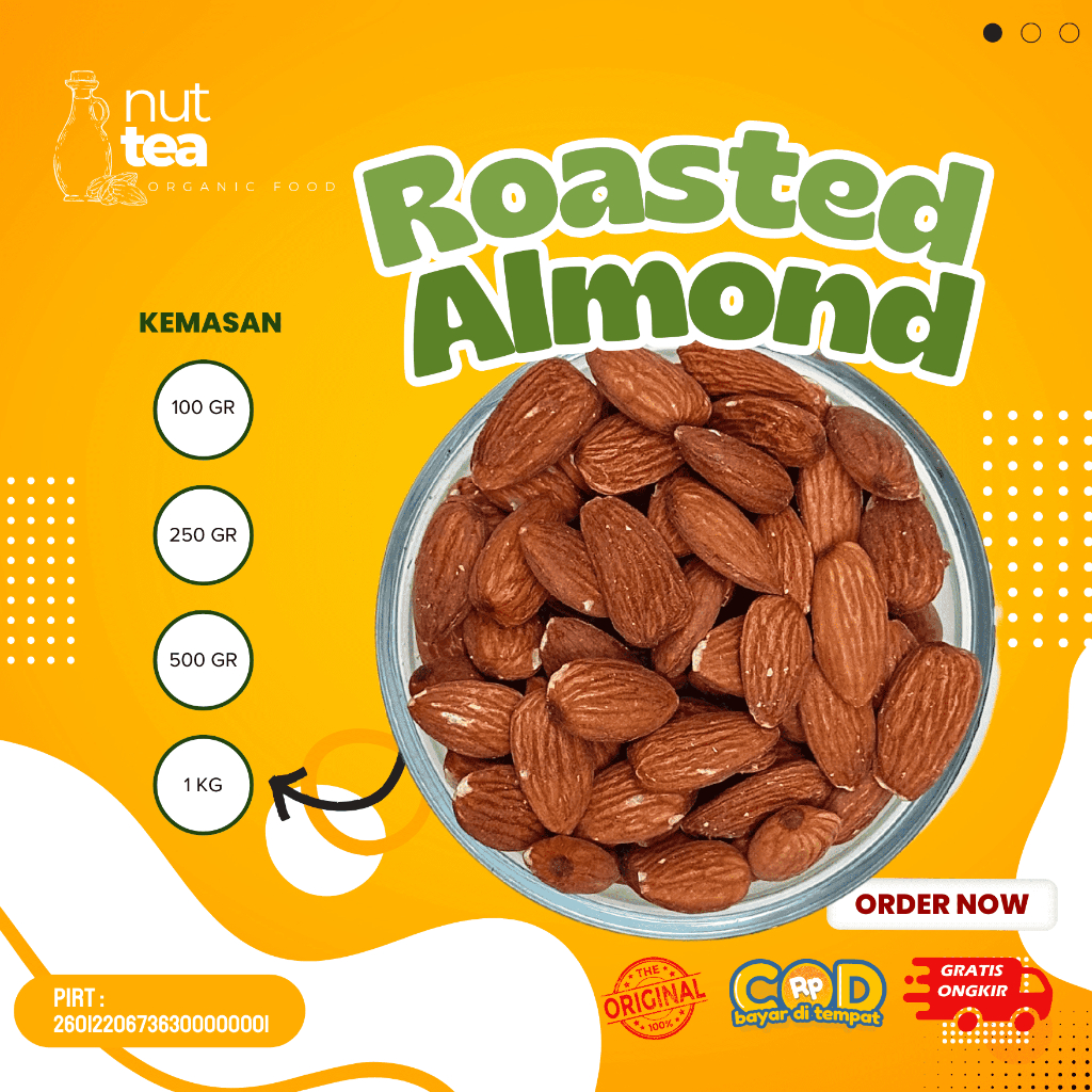 

Roasted Almond 100gr - Kacang Almond Panggang Kupas Premium