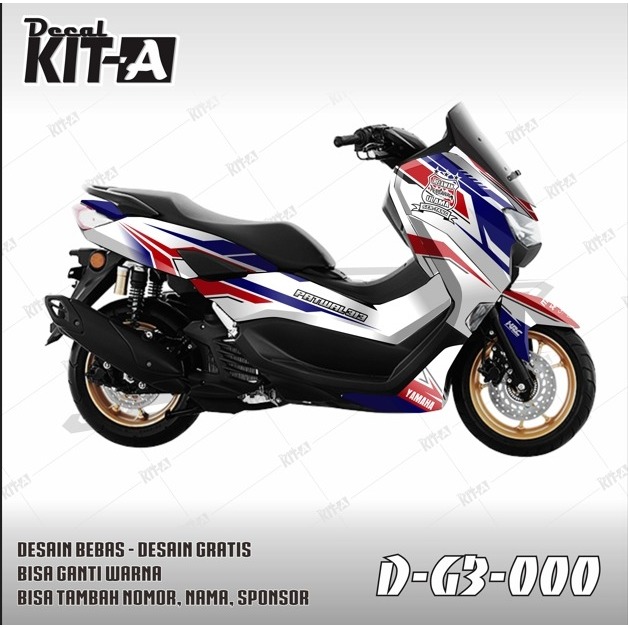 Decal sticker Nmax New Motif Patwal putih kombinasi list merah biru