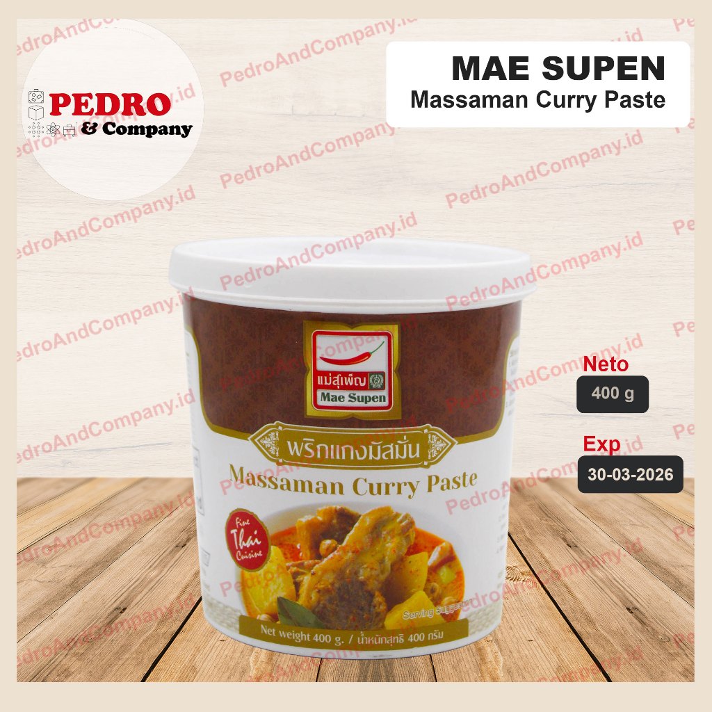 

Mae supen massaman curry paste 400 gram - kari thailand (coklat)
