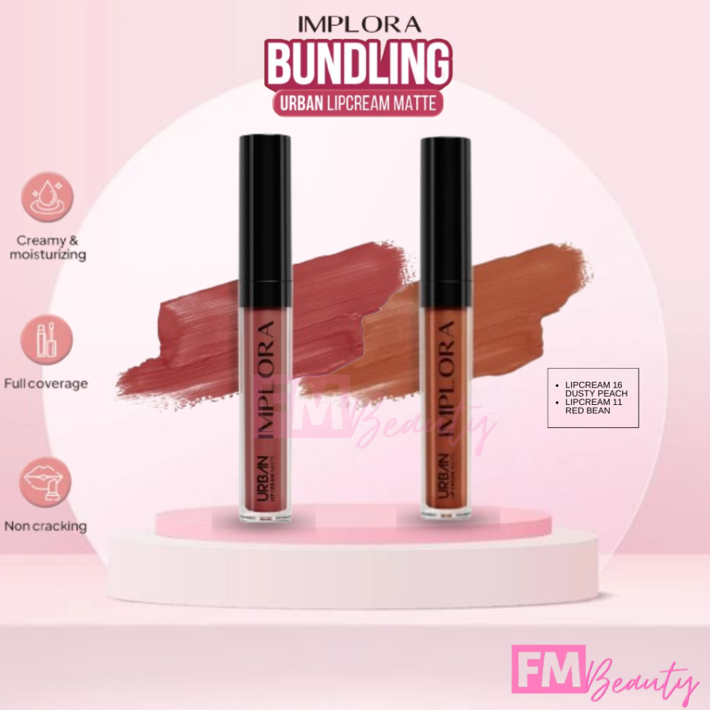 BISA COD Implora 16 Dusty Peach + 11 Red Bean Paket 1 Set Ombre Urban Lipcream Matte Implora