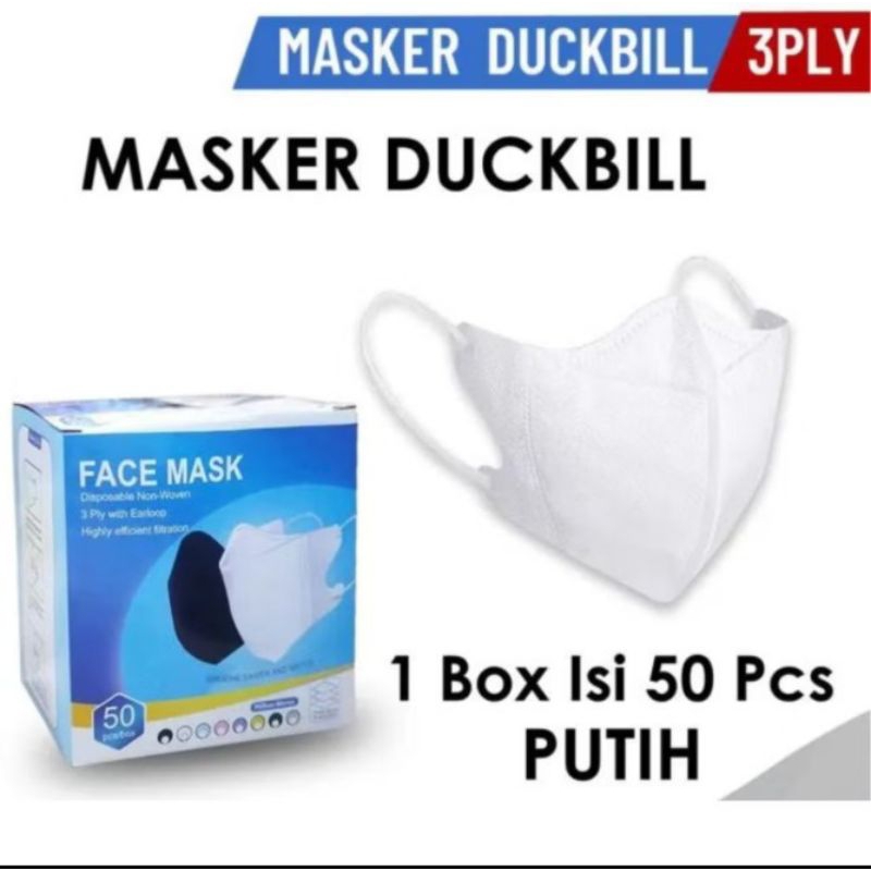 Masker Duckbill 3 Ply Duckbill Face Mask hitam/putih