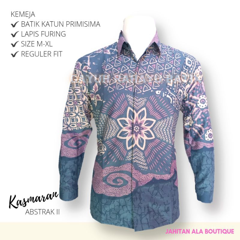 KASMARAN ABSTRAK - Baju Atasan Batik Pria, Kemeja Batik Pria, Hem Batik Laki Laki Modern, Baju Batik