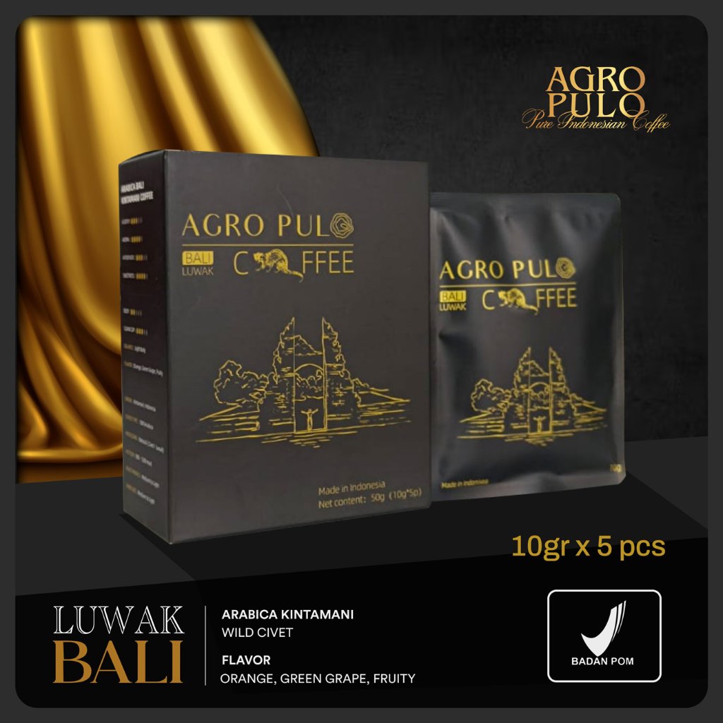 

AGRO PULO Wild Luwak Arabica Bali Kintamani Eardrip Coffee (1 box isi 5 bungkus